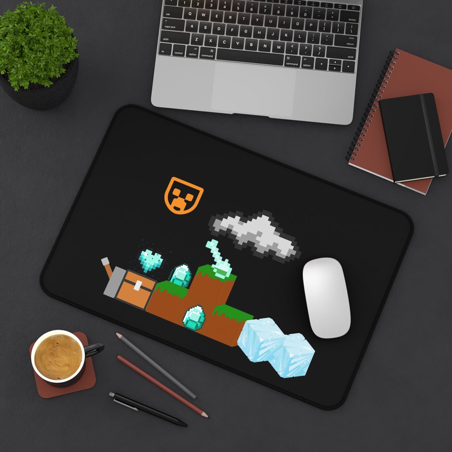 Pixel Adventure Desk Mat /Retro Minecraft-Style Gaming Mouse Pad